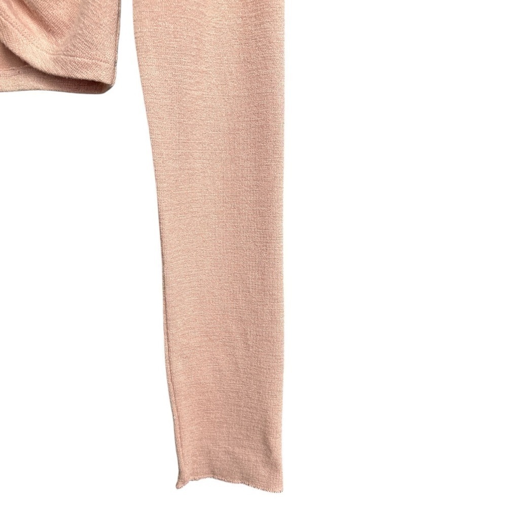 Wilfred Free Aritzia Lynx Long Sleeve Crop Ruched Front Tie Knit Top Size M Pink - Picture 4 of 8